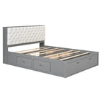 Lit plateforme avec tête de lit de rangement, range-chaussures et 4 tiroirs