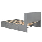 Lit plateforme avec tête de lit de rangement, range-chaussures et 4 tiroirs