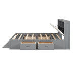Lit plateforme avec tête de lit de rangement, range-chaussures et 4 tiroirs