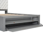 Lit plateforme avec tête de lit de rangement, range-chaussures et 4 tiroirs