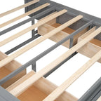 Lit plateforme avec tête de lit de rangement, range-chaussures et 4 tiroirs