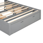 Lit plateforme avec tête de lit de rangement, range-chaussures et 4 tiroirs
