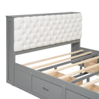 Lit plateforme avec tête de lit de rangement, range-chaussures et 4 tiroirs