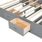 Lit plateforme avec tête de lit de rangement, range-chaussures et 4 tiroirs