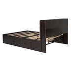 Lit plateforme avec tête de lit de rangement, range-chaussures et 4 tiroirs