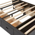 Lit plateforme avec tête de lit de rangement, range-chaussures et 4 tiroirs