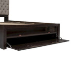Lit plateforme avec tête de lit de rangement, range-chaussures et 4 tiroirs
