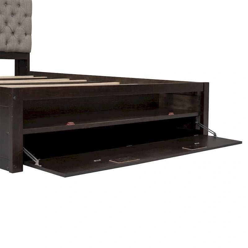Platform Bed with Storage Headboard, shoe rack and 4 drawers