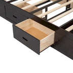 Lit plateforme avec tête de lit de rangement, range-chaussures et 4 tiroirs