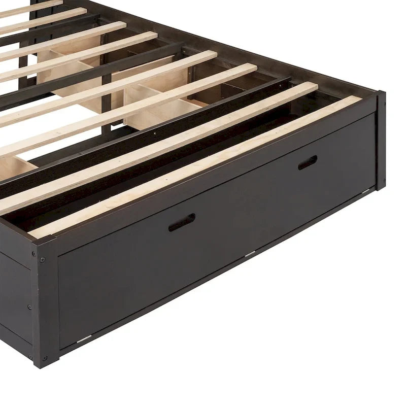 Platform Bed with Storage Headboard, shoe rack and 4 drawers