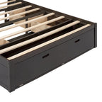Lit plateforme avec tête de lit de rangement, range-chaussures et 4 tiroirs