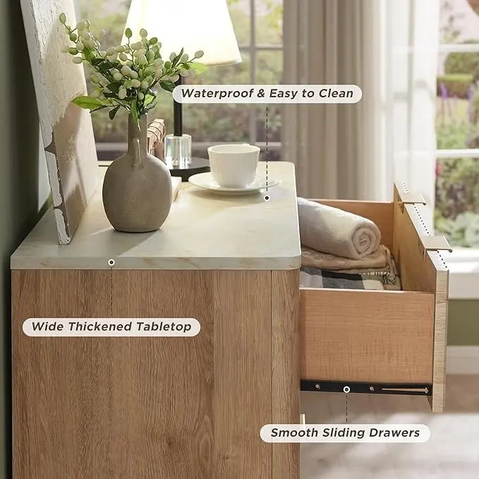 Commode moderne cannelée à 5 tiroirs, Chiffonnier, Meuble TV commode