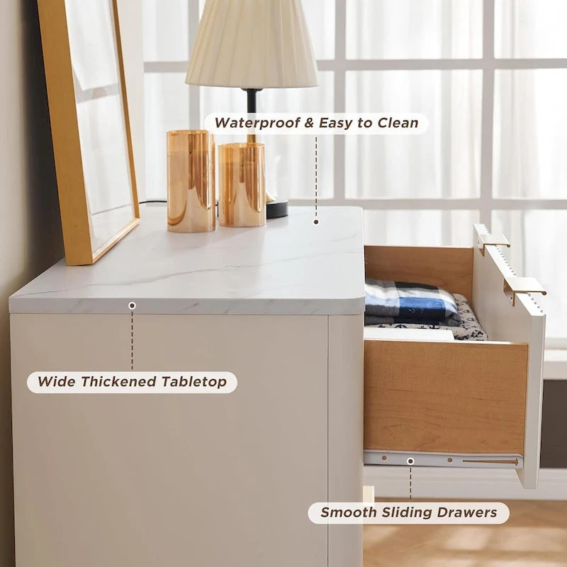 Commode moderne cannelée à 5 tiroirs, Chiffonnier, Meuble TV commode