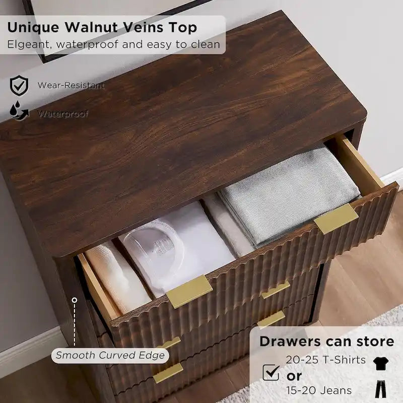 Commode moderne cannelée à 5 tiroirs, Chiffonnier, Meuble TV commode