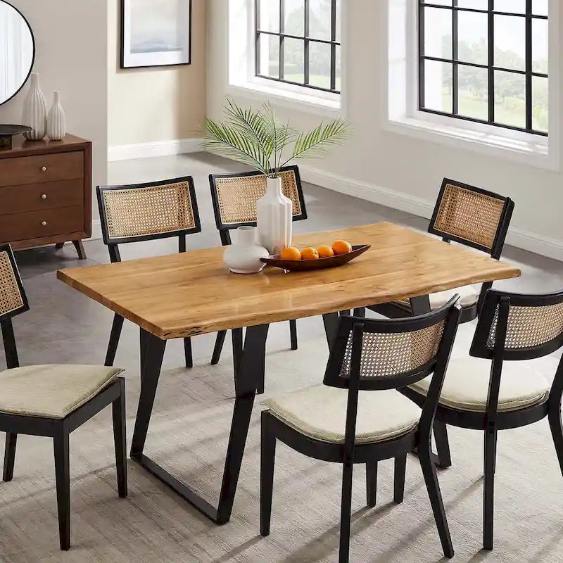 Viggo 60 Live Edge Acacia Wood Dining Table - Black Natural