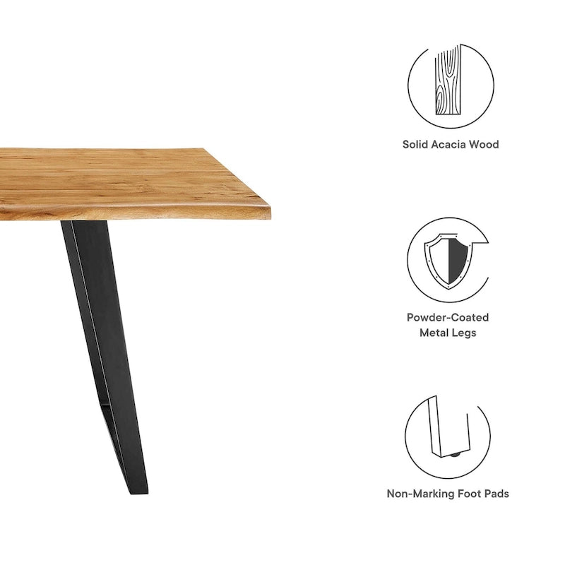 60 Live Edge Acacia Wood Dining Table - Black Natural