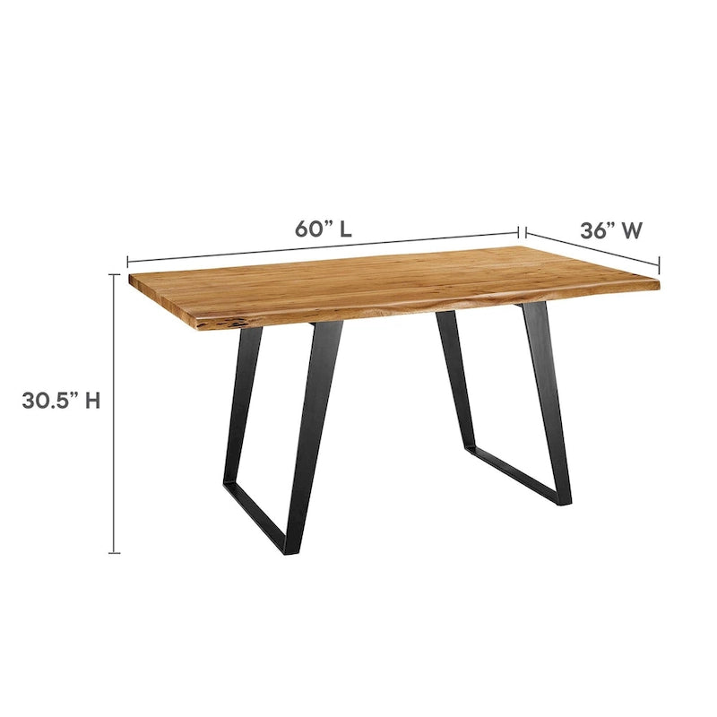 60 Live Edge Acacia Wood Dining Table - Black Natural