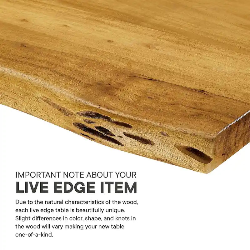 60 Live Edge Acacia Wood Dining Table - Black Natural
