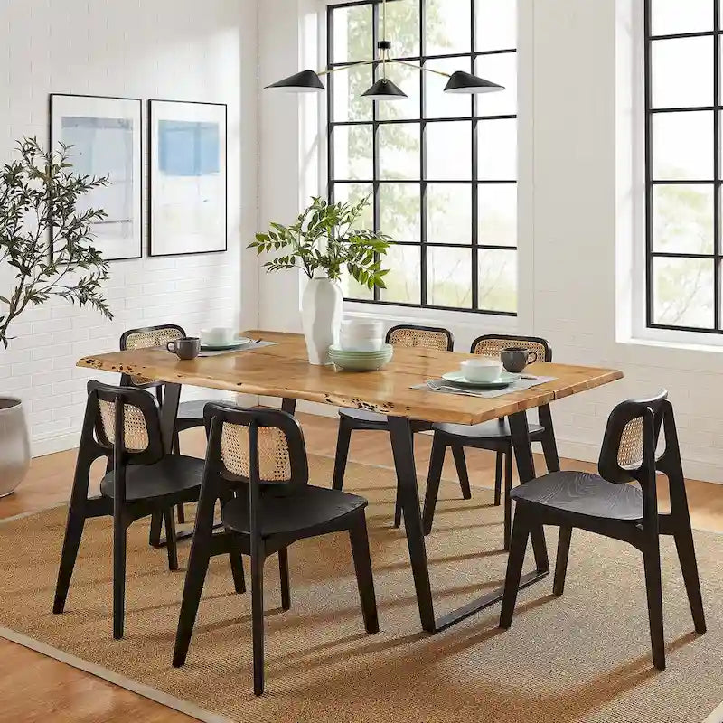 60 Live Edge Acacia Wood Dining Table - Black Natural