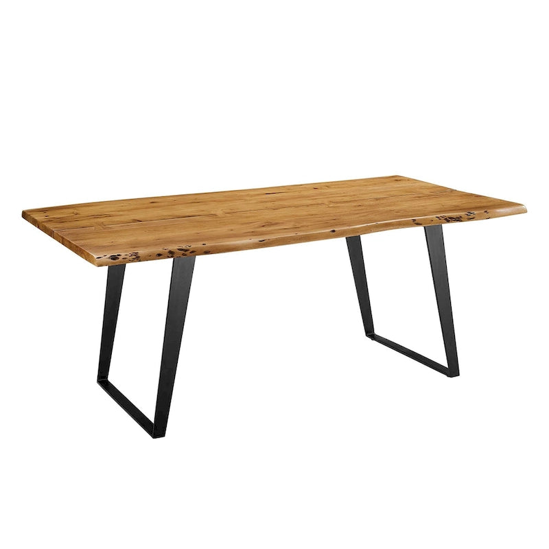 60 Live Edge Acacia Wood Dining Table - Black Natural