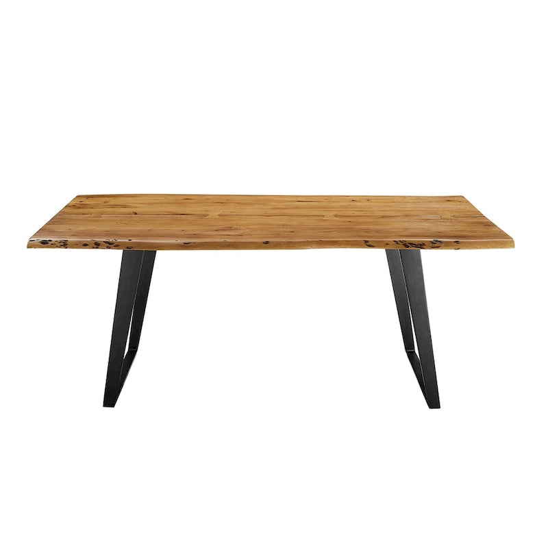 60 Live Edge Acacia Wood Dining Table - Black Natural