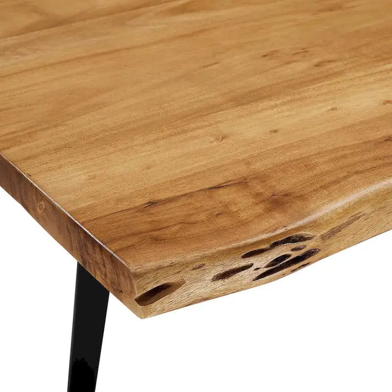 60 Live Edge Acacia Wood Dining Table - Black Natural