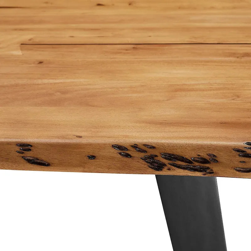 60 Live Edge Acacia Wood Dining Table - Black Natural