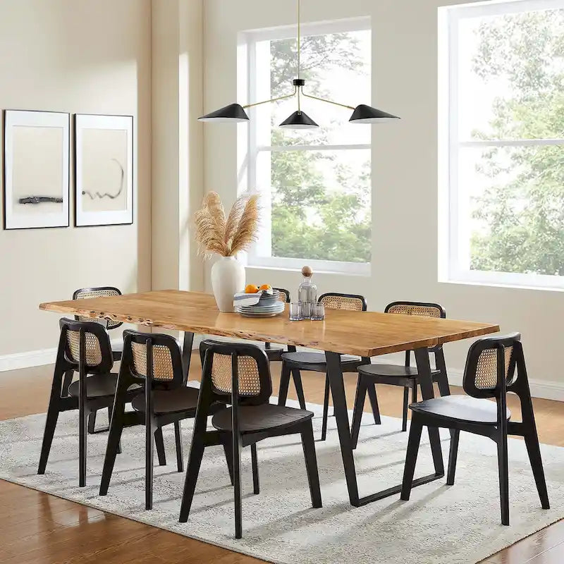 60 Live Edge Acacia Wood Dining Table - Black Natural