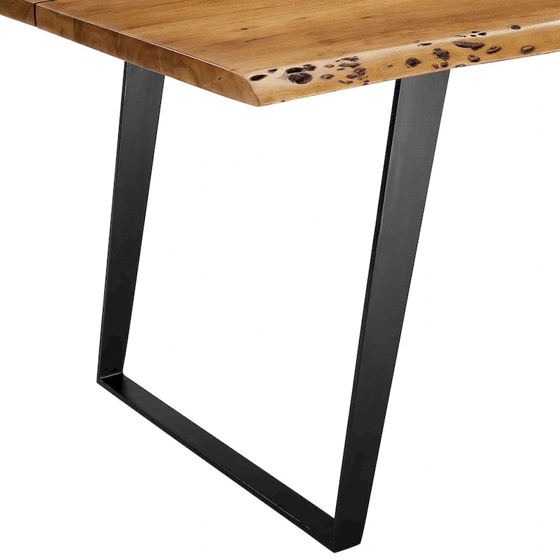60 Live Edge Acacia Wood Dining Table - Black Natural