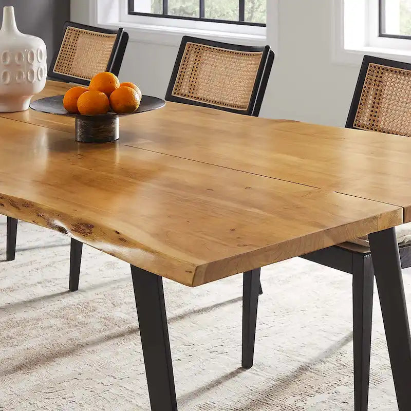 60 Live Edge Acacia Wood Dining Table - Black Natural