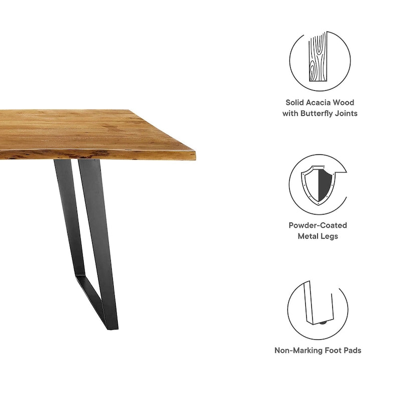 60 Live Edge Acacia Wood Dining Table - Black Natural