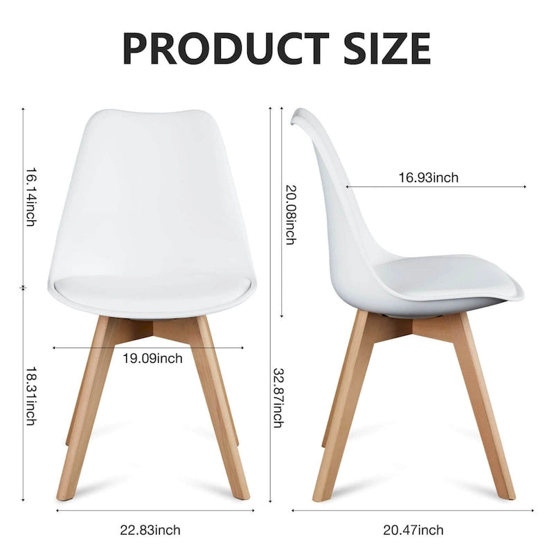 Dining Chair of 4 PU Leather Side Seating with Wood Legs