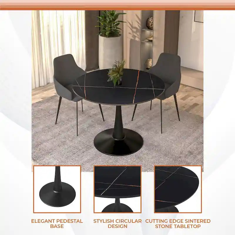 Round Dining Table 40 Sintered Stone Tabletop