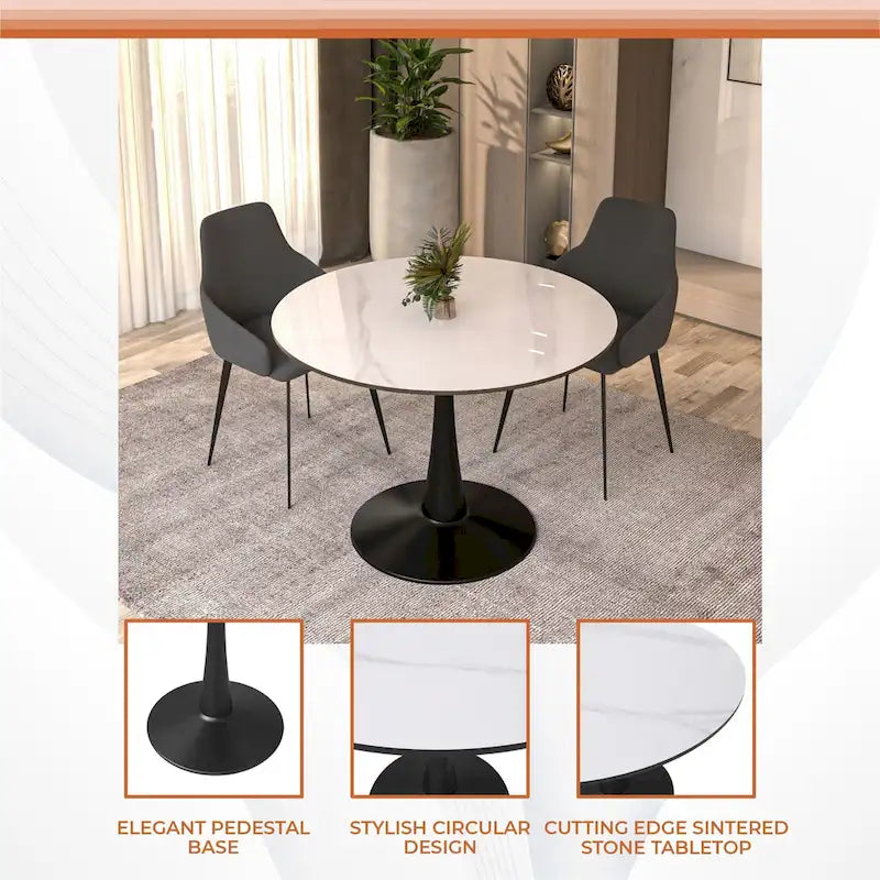 Round Dining Table 40 Sintered Stone Tabletop