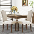 Dining Chairs of 2/4/6 , Modern Upholstered High-end Dining Room Chair with Nailhead Back Solid Wood Legs, Fabric Side Chair