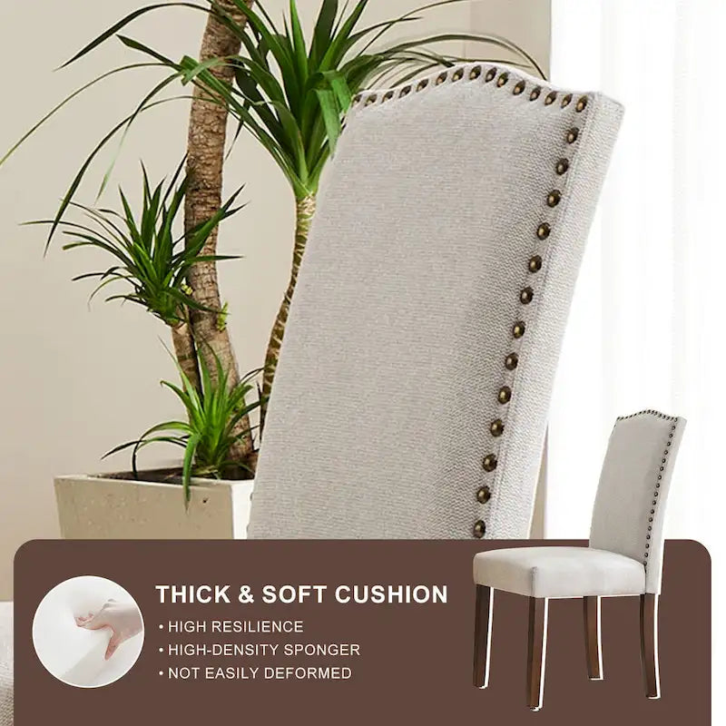 Dining Chairs of 2/4/6 , Modern Upholstered High-end Dining Room Chair with Nailhead Back Solid Wood Legs, Fabric Side Chair