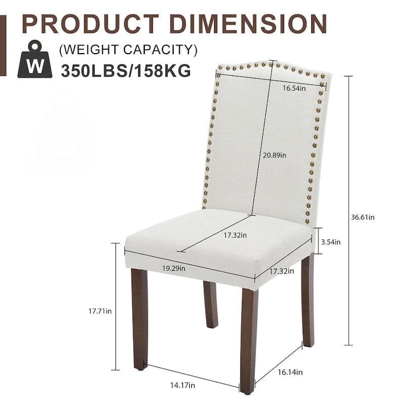 Dining Chairs of 2/4/6 , Modern Upholstered High-end Dining Room Chair with Nailhead Back Solid Wood Legs, Fabric Side Chair