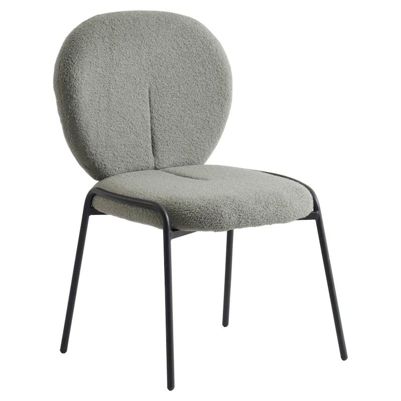 Boucle Dining Side Chair in Black Iron Frame