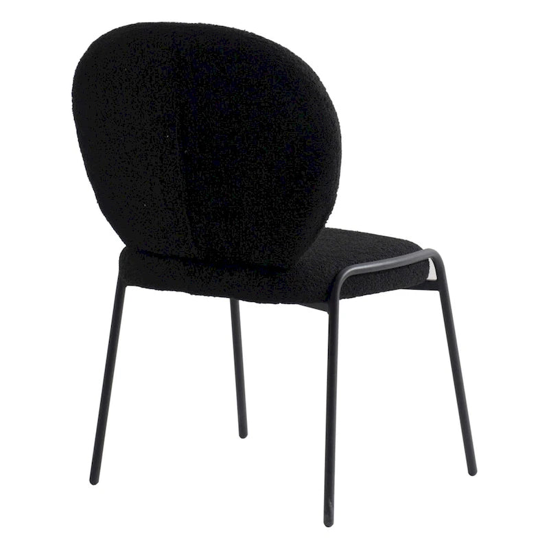 Boucle Dining Side Chair in Black Iron Frame
