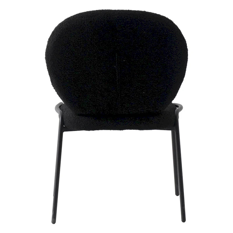 Boucle Dining Side Chair in Black Iron Frame