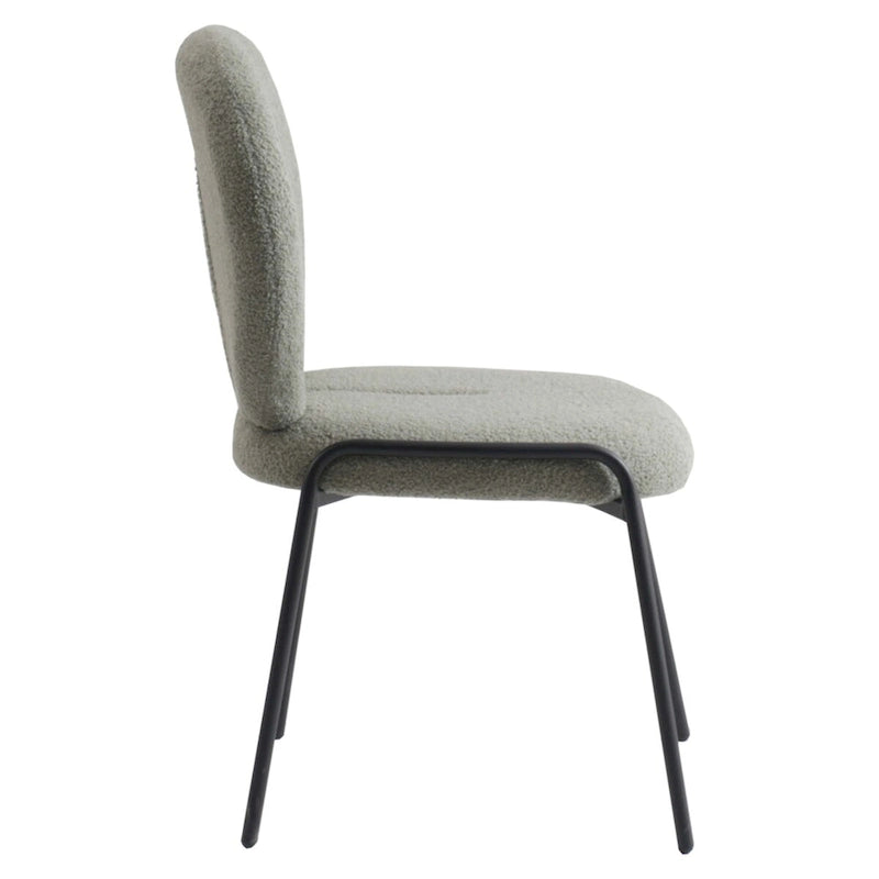 Boucle Dining Side Chair in Black Iron Frame