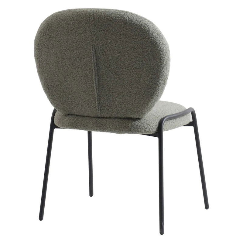 Boucle Dining Side Chair in Black Iron Frame