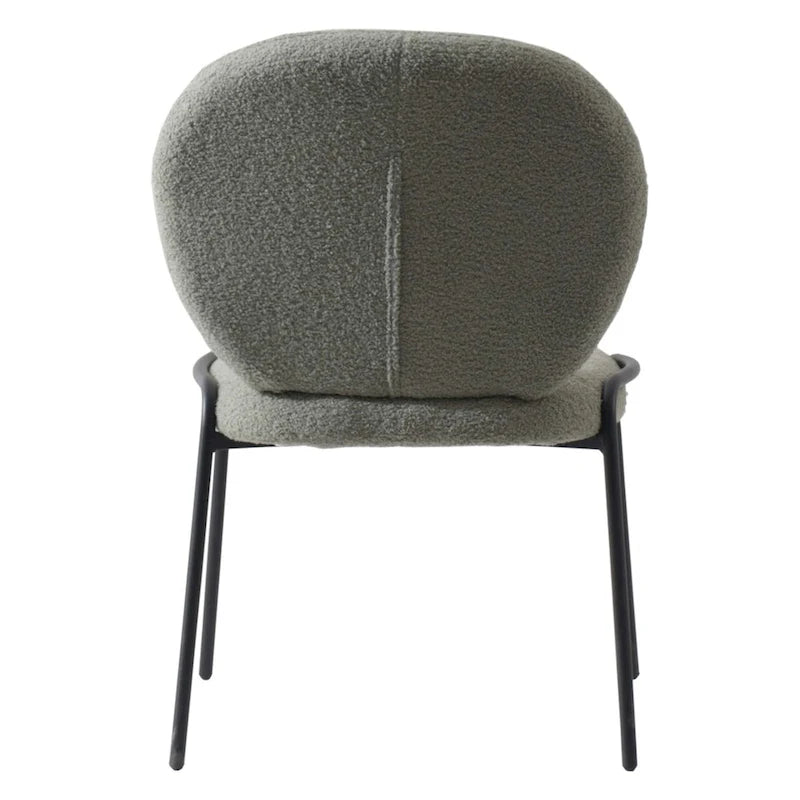 Boucle Dining Side Chair in Black Iron Frame