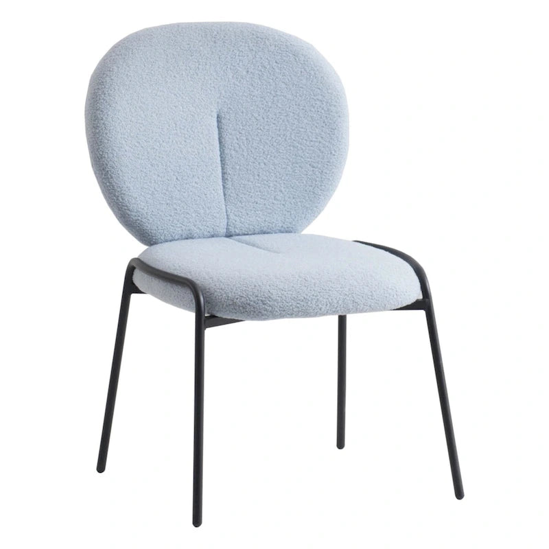 Boucle Dining Side Chair in Black Iron Frame