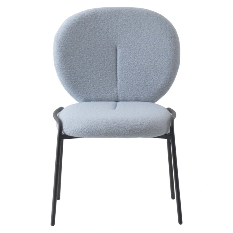 Boucle Dining Side Chair in Black Iron Frame