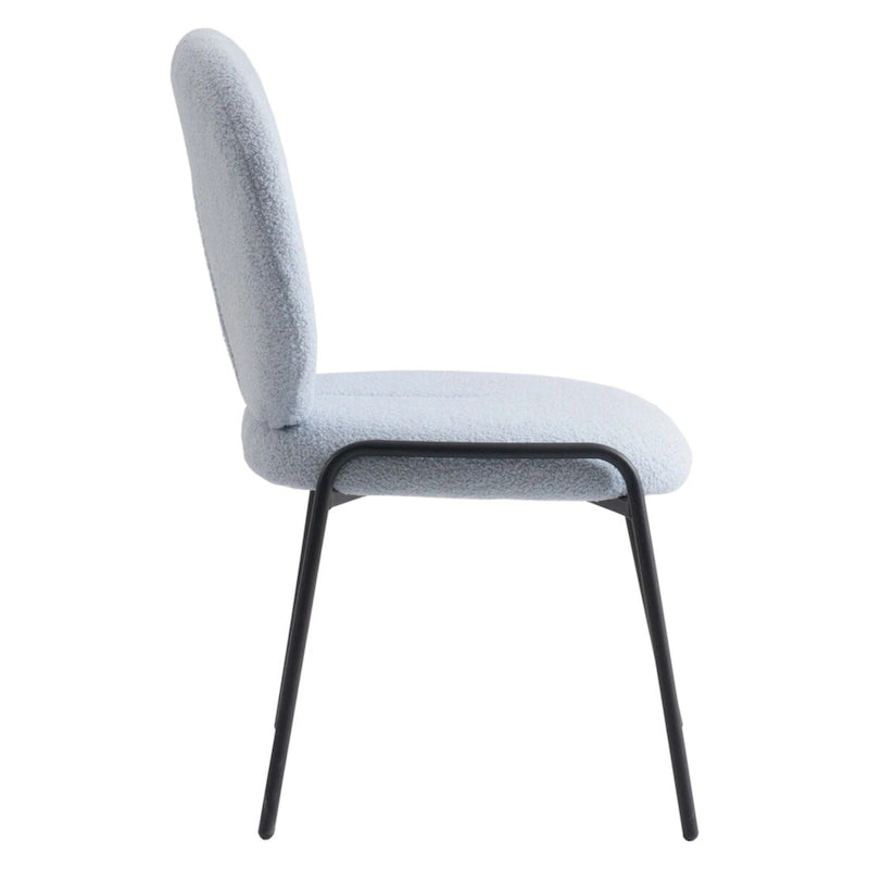 Boucle Dining Side Chair in Black Iron Frame