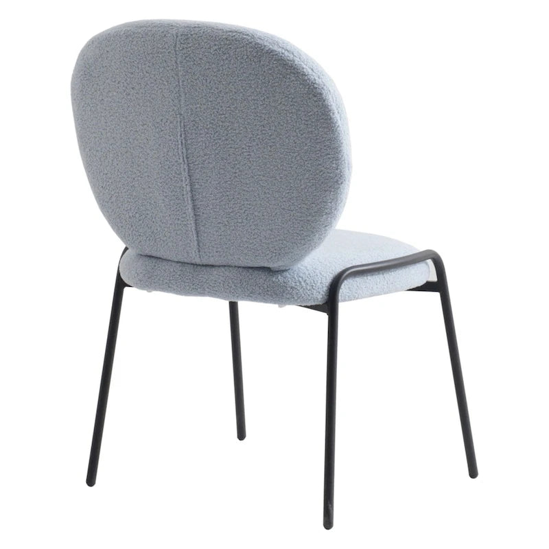 Boucle Dining Side Chair in Black Iron Frame