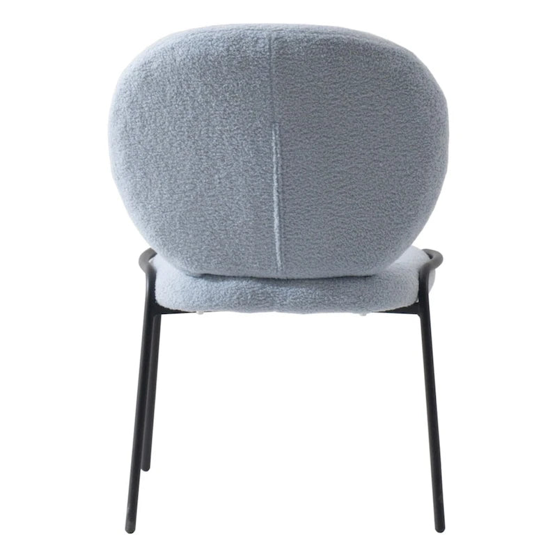 Boucle Dining Side Chair in Black Iron Frame
