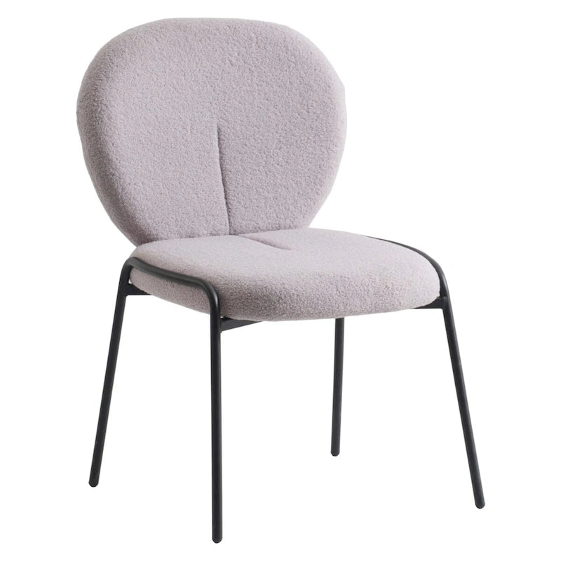 Boucle Dining Side Chair in Black Iron Frame
