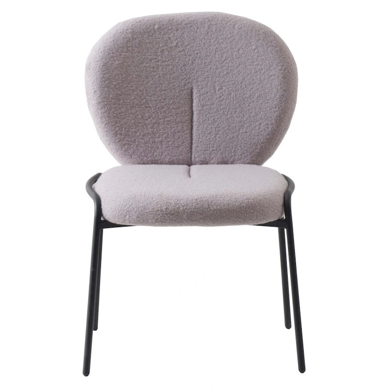 Boucle Dining Side Chair in Black Iron Frame